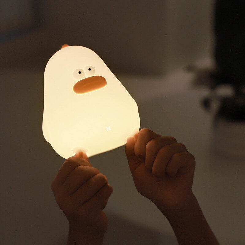 Lampe de table tactile LED en silicone en forme de petit poulet mignon et créatif 