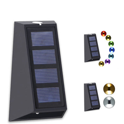 Solar Simple Trapezoid Outdoor RGB Patio LED Wall Sconce Lamp