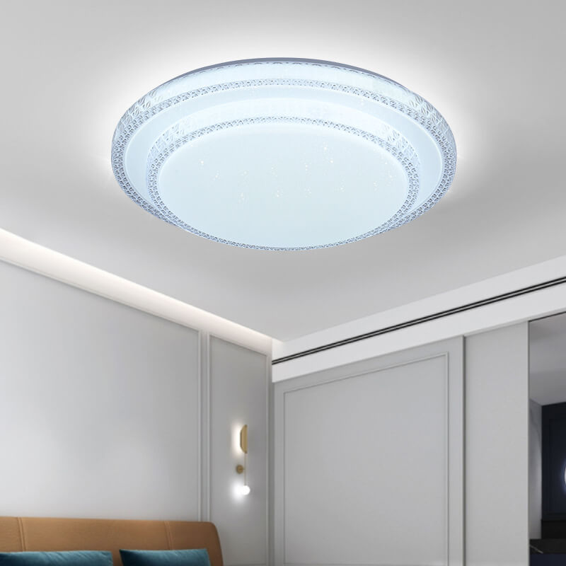 Plafonnier LED à montage encastré, rond, simple et moderne, double cristal 