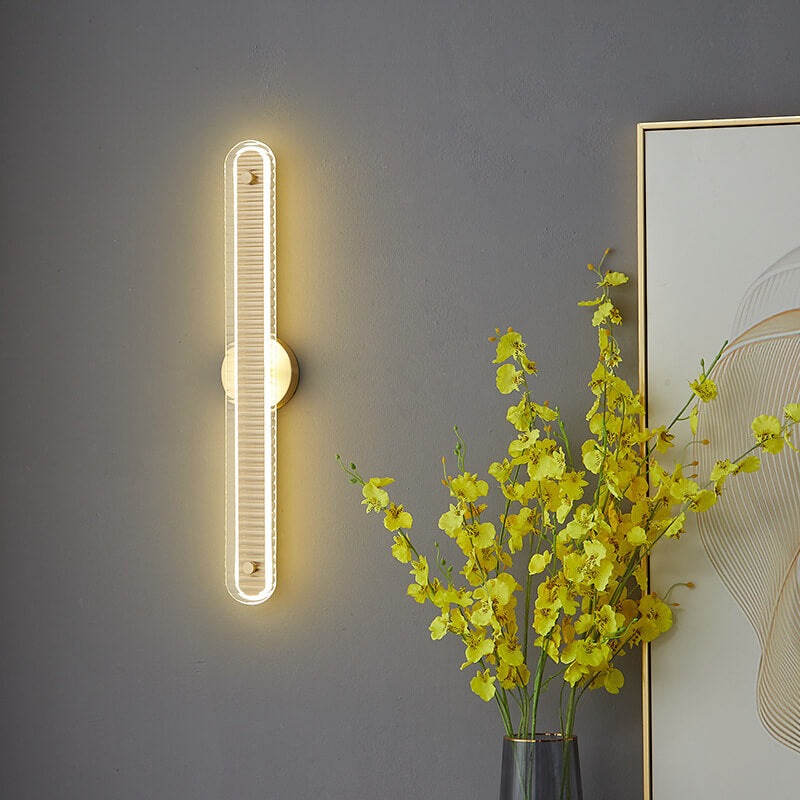 Lámpara Aplique de Pared LED de Vidrio y Cobre de Tira Larga de Lujo Moderno 