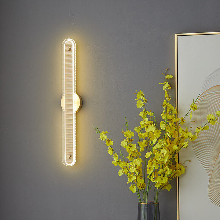 Lámpara Aplique de Pared LED de Vidrio y Cobre de Tira Larga de Lujo Moderno 