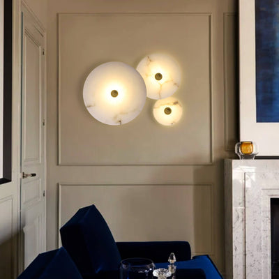 Modern Luxury Round Marble Iron LED Wall Sconce Lamp