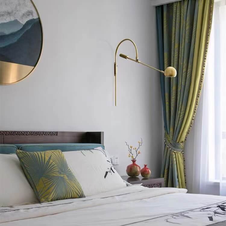 Modern Minimalist Iron Rotatable Curved Arm 1-Light Wall Sconce Lamp For Living Room