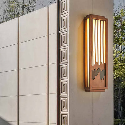 مصباح حائط خارجي مقاوم للماء بتصميم حديث من الفولاذ المقاوم للصدأ بشكل مستطيل مع رخام صناعي بلمبة واحدة 