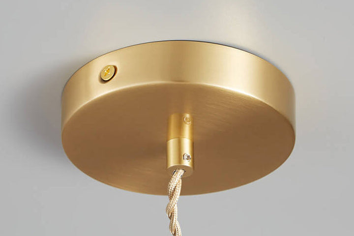 Traditionelle Vintage-Pendelleuchte aus Glas und Kupfer mit rundem Trommelschirm, 1-flammig, für das Wohnzimmer 