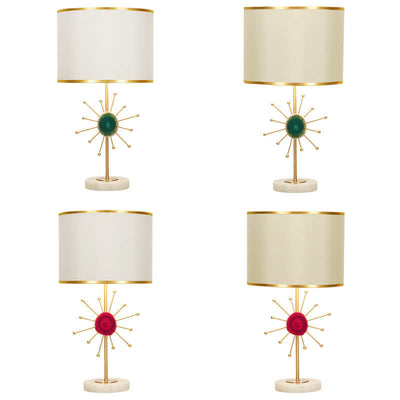 Lampe de table 1 lumière avec base en agate en tissu de luxe léger européen 