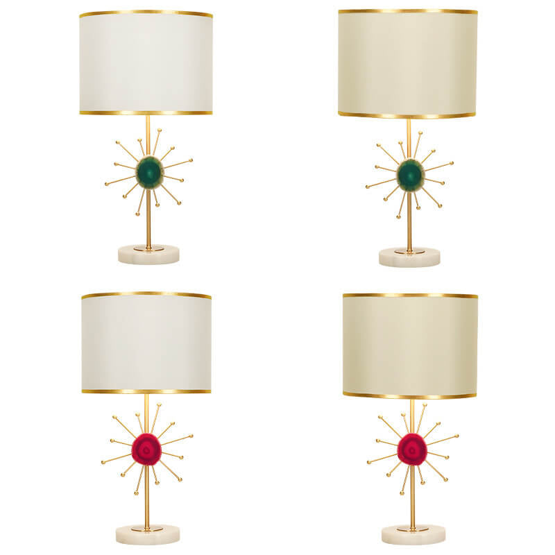 Lampe de table 1 lumière avec base en agate en tissu de luxe léger européen 
