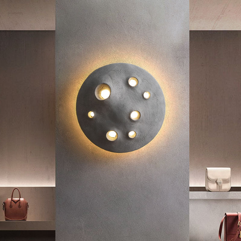 Industrial Creative Round Crater Resin Acrylic LED Wall Sconce Lamp