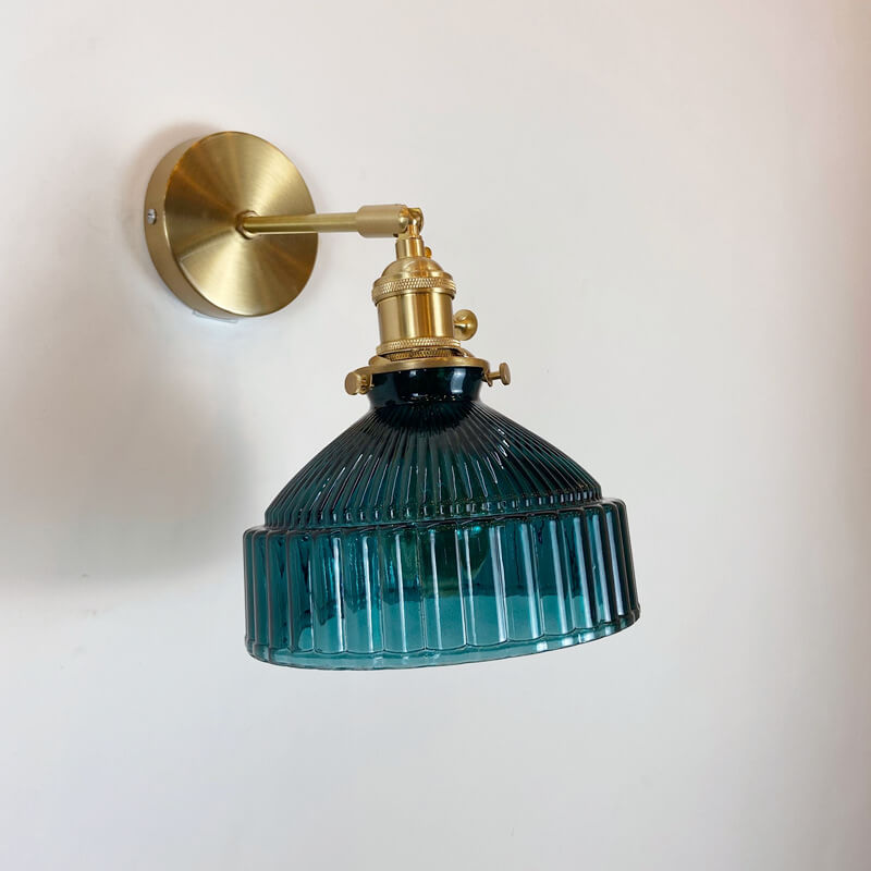 Nordic Dome Glass Shade Brass 1-Light Wall Sconce Lamp