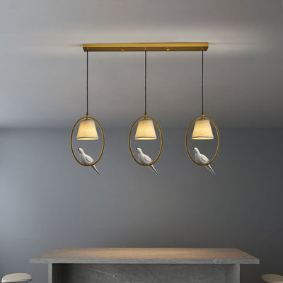 Nordic Minimalist Bird Fabric Circle 1/3 Light Island Light Chandelier