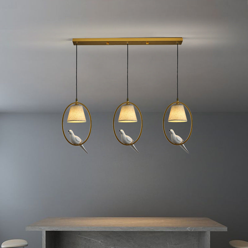 Nordic Minimalist Bird Fabric Circle 1/3 Light Island Light Chandelier