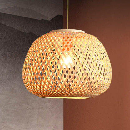 Moderne Spiral-Bambus-Weberei 1-Licht Pendelleuchte 