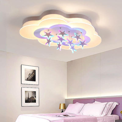 Contemporary Nordic Star Decor Cloud Acrylic Shade LED Kids Flush Mount Ceiling Light For Bedroom