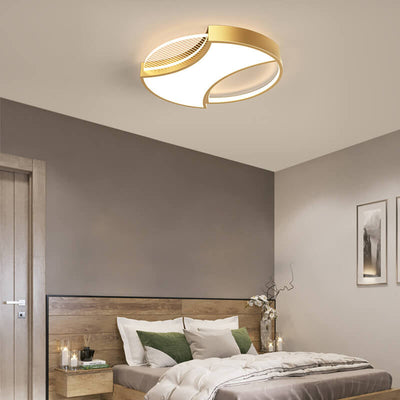 Light Luxury Combination Acrylic Round Gold Black LED Flush Mount Light