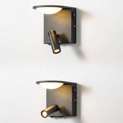 مصباح حائط LED دوار بسيط مربع حديث بمنفذ USB 