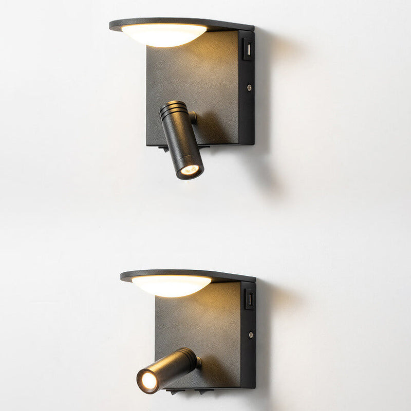 مصباح حائط LED دوار بسيط مربع حديث بمنفذ USB 