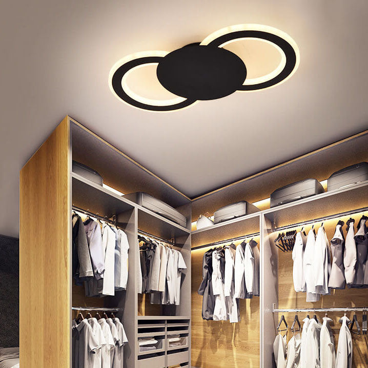 Moderne minimalistische Deckenleuchte aus schwarzem und weißem Metall mit LED 