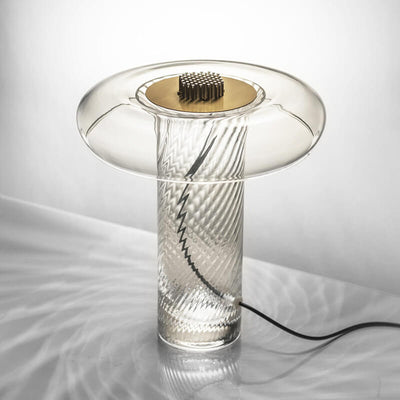 Nordic Luxury Floral Clear Glass Column LED Table Lamp