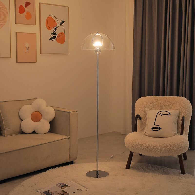Nordic Vintage Acrylic Clear Dome LED Standing Floor Lamp