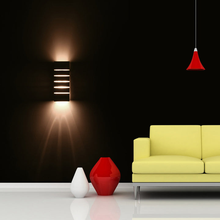 Modern Minimalist Square Striped Plaster 1-Light Wall Sconce Lamp for Living Room