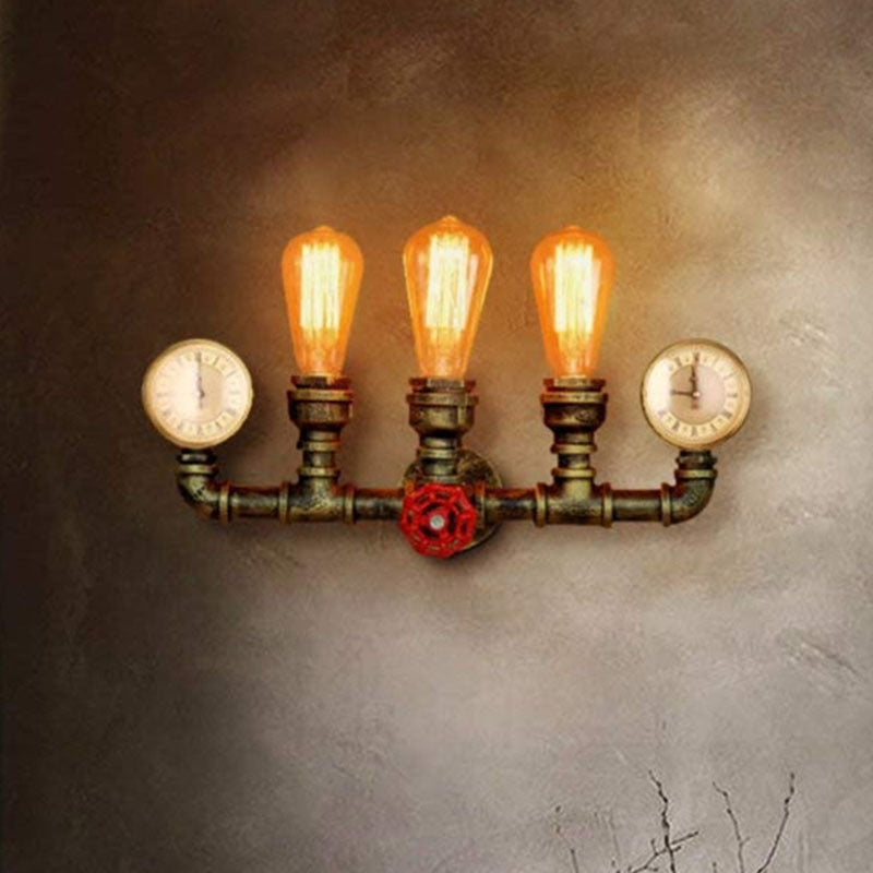 Industrial Vintage Iron Plumbing Modeling 3-Light Wall Sconce Lamp