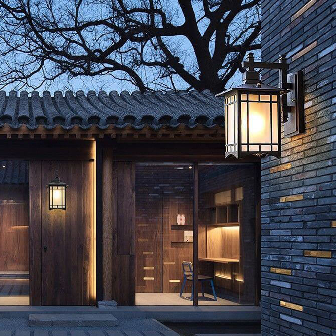 Lampe murale 1 lumière en forme de pavillon chinois en aluminium solaire étanche moderne 