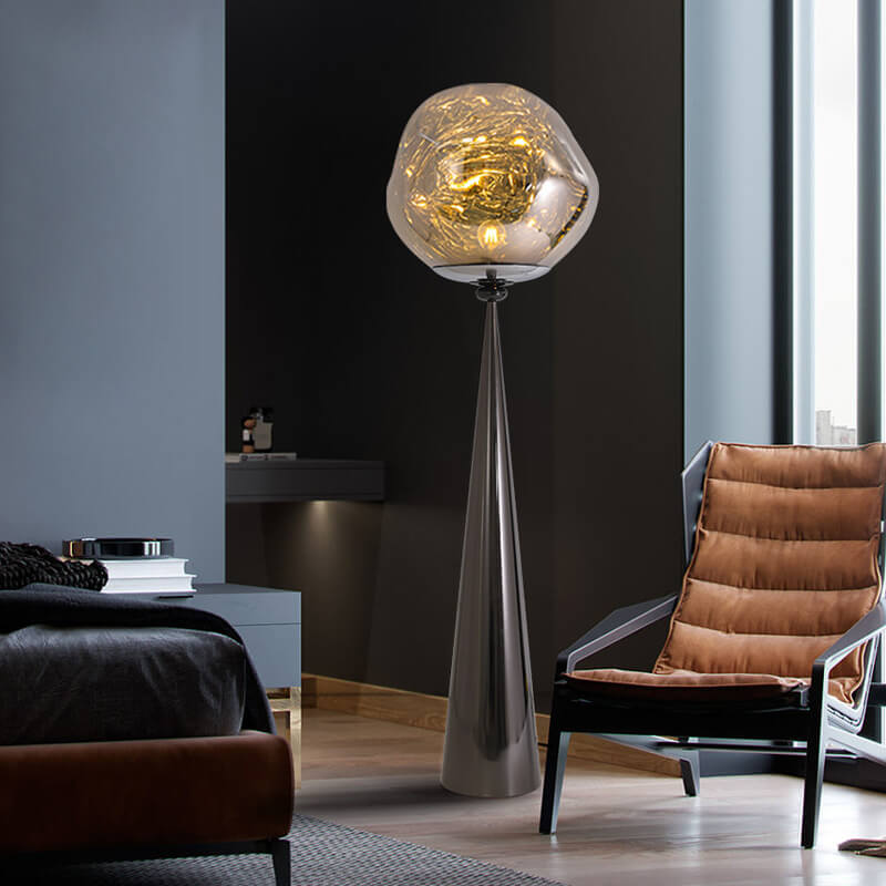 Italian Lava Acrylic Conical Electroplated Iron Base 1-Light Standing Floor Lamp