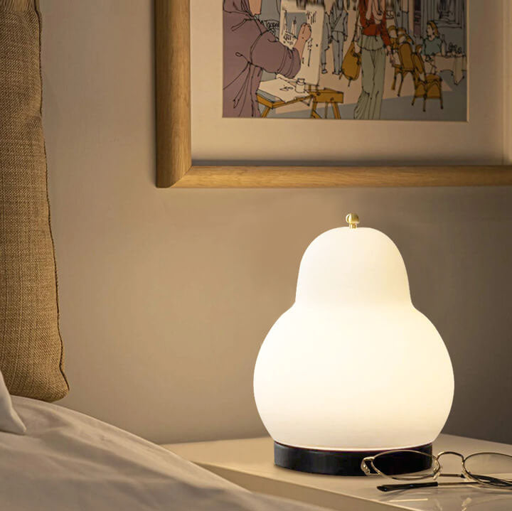 Traditional French Cream Pear Shape LED Rechargeable Touch Table Lamp For Bedroom