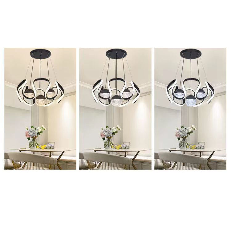 Nordic Creative Orb Twisted Lines Island Light  LED Chandelier