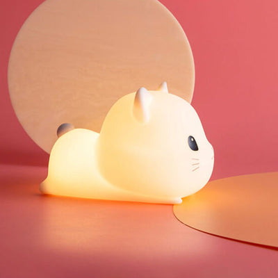 Creative Cute Cat Silicone USB Pat Timer LED Night Light Table Lamp