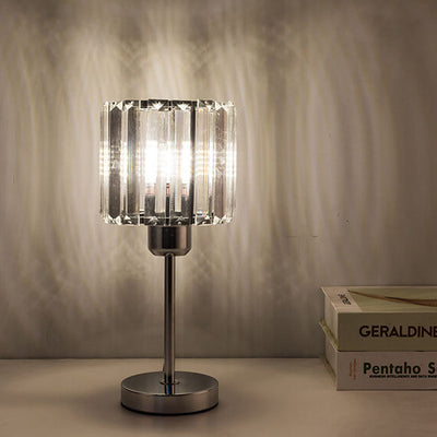Moderner minimalistischer Glassäulen-Schirm 1-Licht Tischlampe 