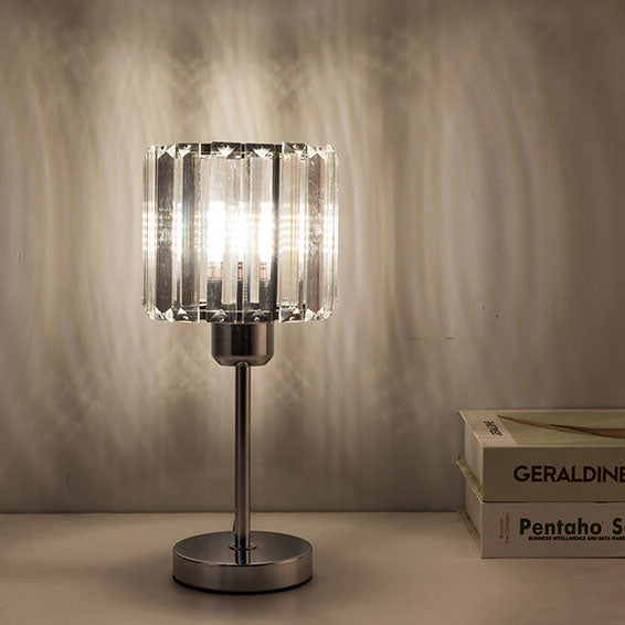Moderner minimalistischer Glassäulen-Schirm 1-Licht Tischlampe 