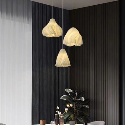 Modern Minimalist Pleated Petals PLA ABS 1-Light Pendant Light For Living Room