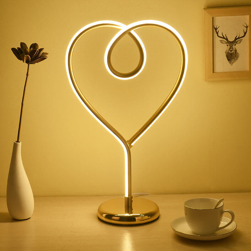 Modern Creative Heart Shape Aluminum Iron LED Table Lamp