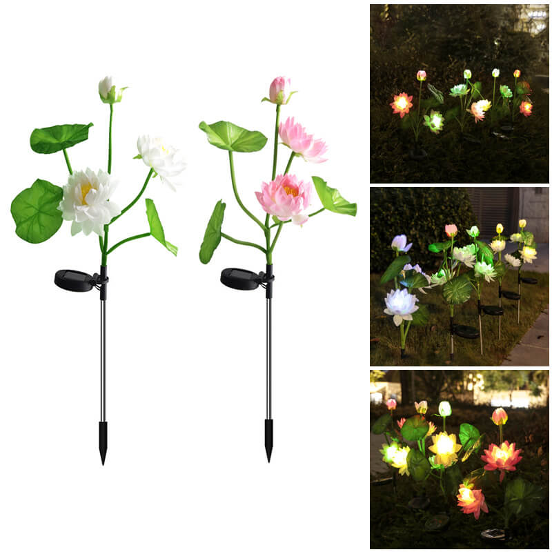 Modern Solar Lotus LED Garden Lawn Ground Insert Landscape Light