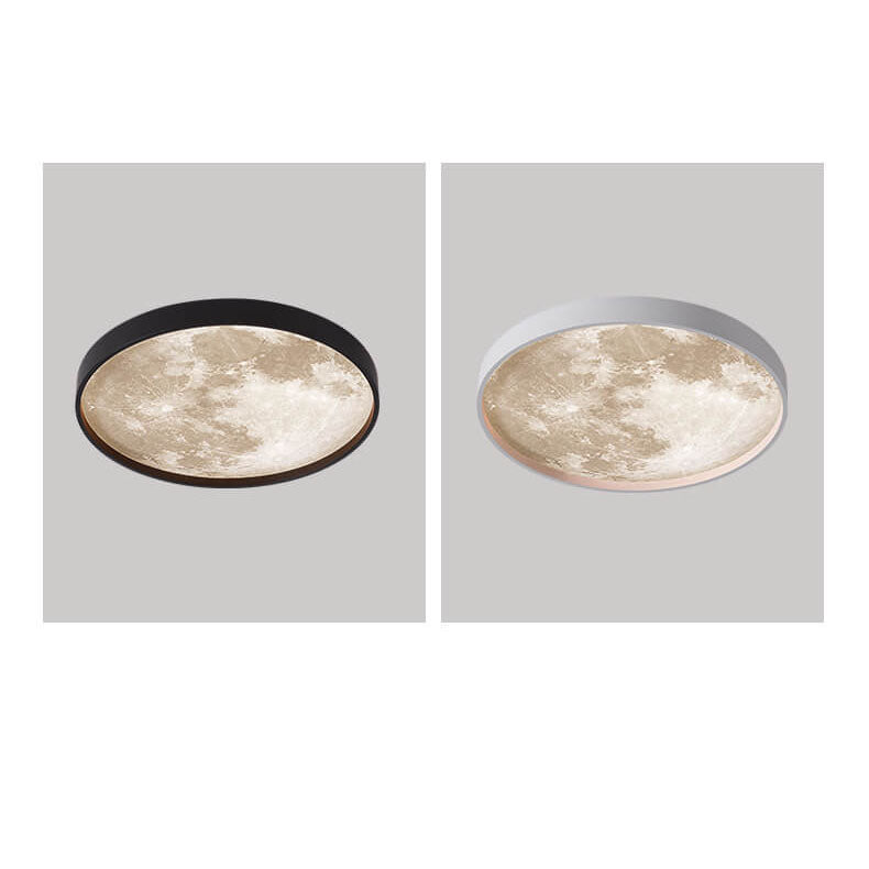 Modern Minimalist Moon Round Iron Acrylic LED Flush Mount Ceiling Light for Living Room