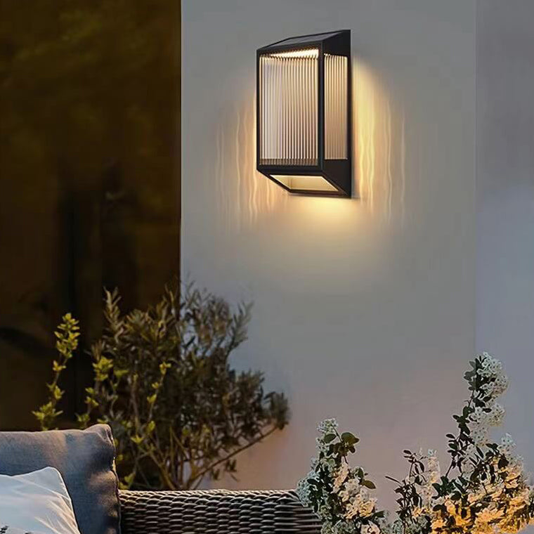 Modern Solar Waterproof Trapezoidal Stainless Steel Acrylic LED Outdoor Wall Sconce Lamp