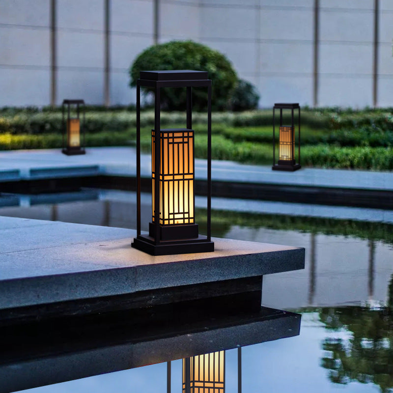 Luz exterior para jardín de césped impermeable con LED solar de mármol de acero inoxidable retro moderno 