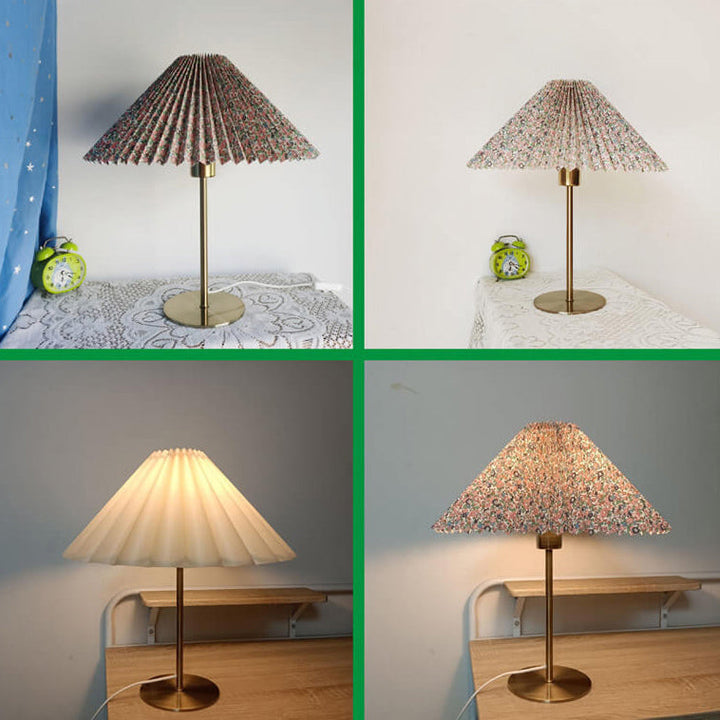 Retro nostalgischer Faltenstoffbezug Regenschirm Design 1-Licht Tischlampe 