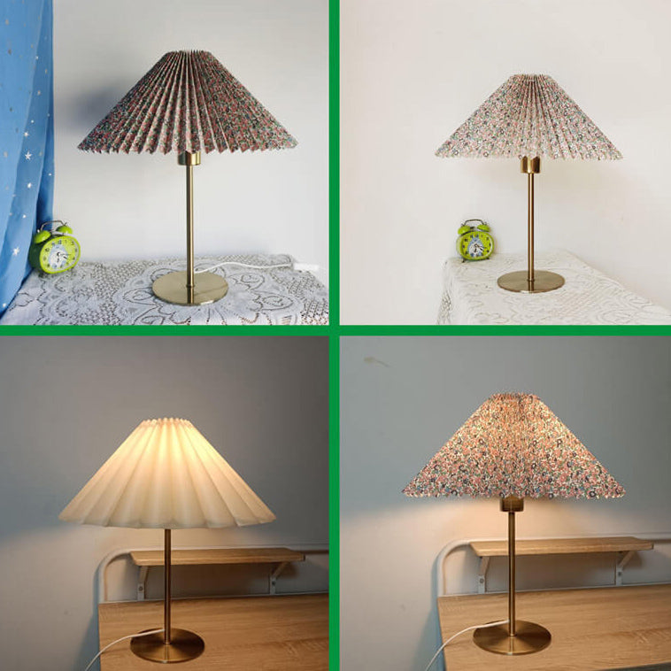 Retro Nostalgic Pleated Cloth Cover Umbrella Design 1-Light Table Lamp