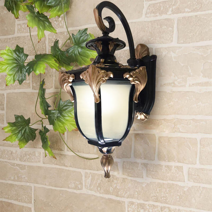 European Retro Lantern Glass Outdoor Waterproof 1-Light Wall Sconce Lamp
