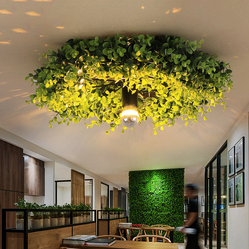 Creative Decorative Green Plant Flush Mount Ceiling Light
