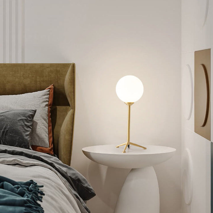 Modern Simple Spherical Milky White Lampshade 1-Light Table Lamp
