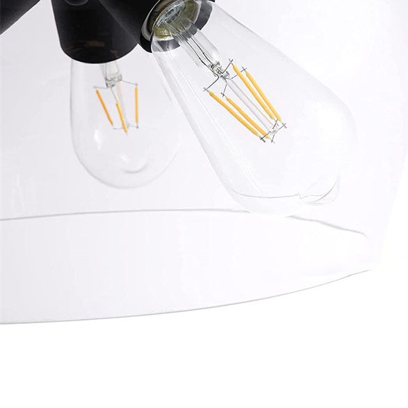 Modern Vintage Industrial Clear Glass 3-Light Flush Mount Lighting