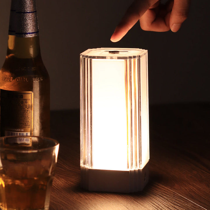 Lampe de table moderne rectangulaire en acrylique de couleur unie rechargeable DC 