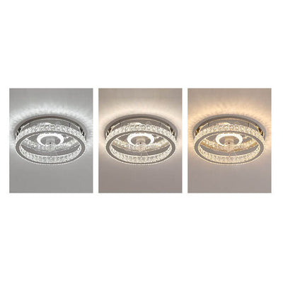 Moderne Luxus-Kristall-Edelstahl-LED-Unterputz-Deckenventilator-Leuchte