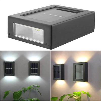 Applique murale de jardin étanche à LED avec éclairage solaire vers le haut et vers le bas 