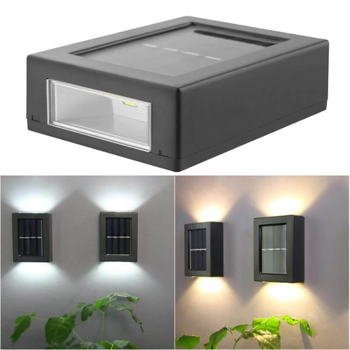 Applique murale de jardin étanche à LED avec éclairage solaire vers le haut et vers le bas 