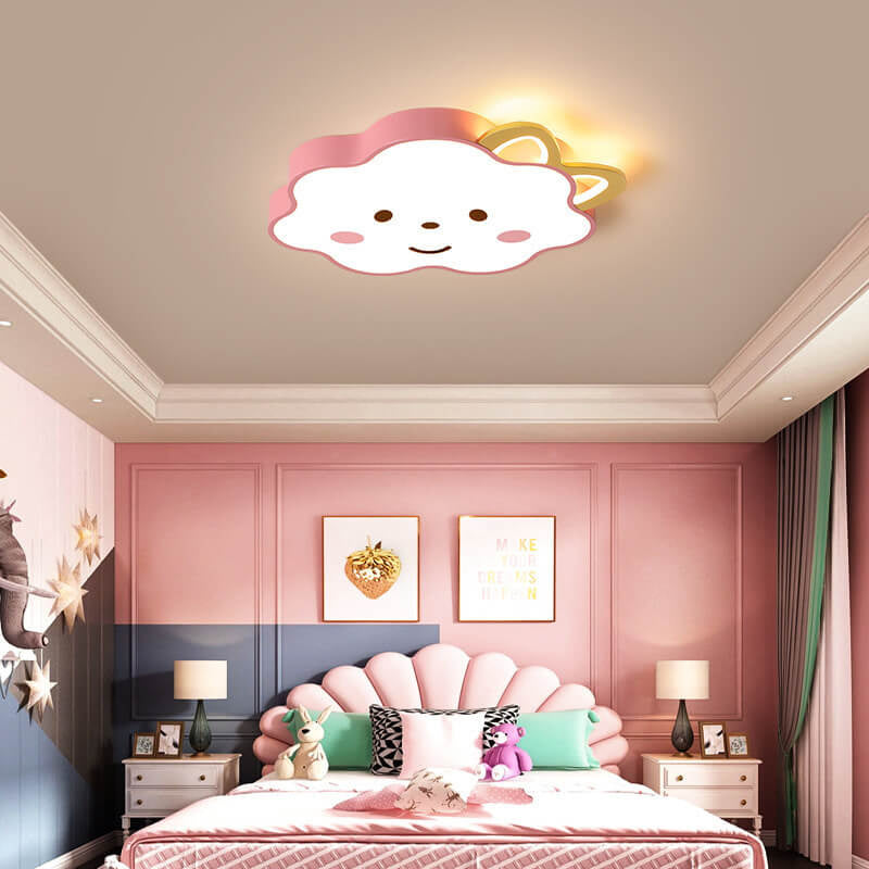 Cartoon Creative Clouds Cat Ears LED Flush Mount Ceiling Light