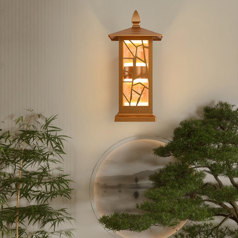 Traditional Chinese Zinc Alloy House Pagoda LED Waterproof Wall Sconce Lamp For Outdoor Patio